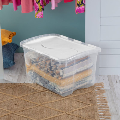 Sterilite Storage Box, Stackable Bin with Lid, Plastic Container to Organize Shoes and Crafts on Closet Shelves