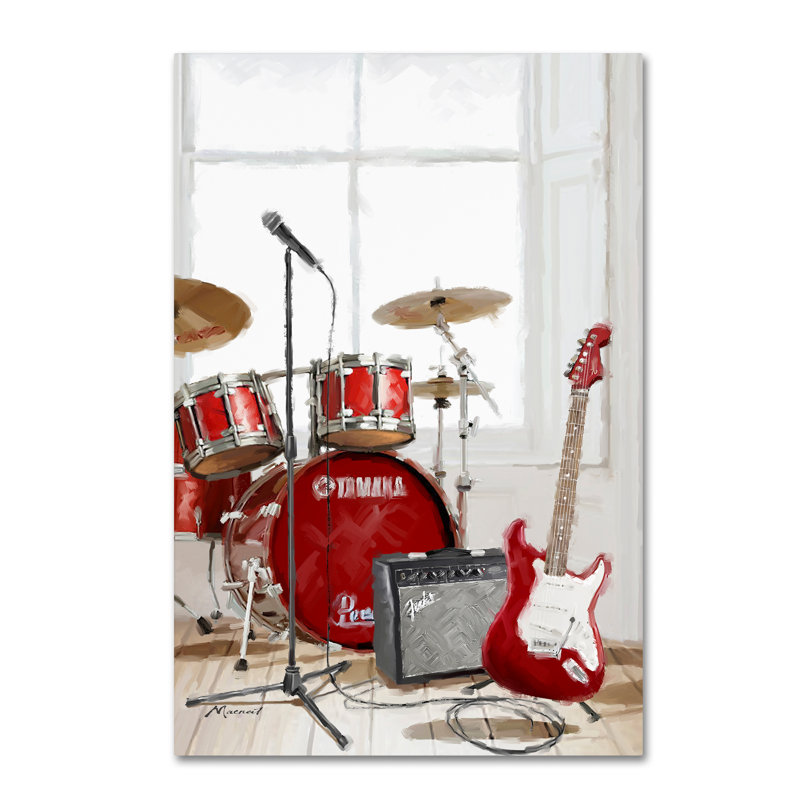 ''Drums and Guitar' Print on Canvas, 24" H x 16" W x 2" D