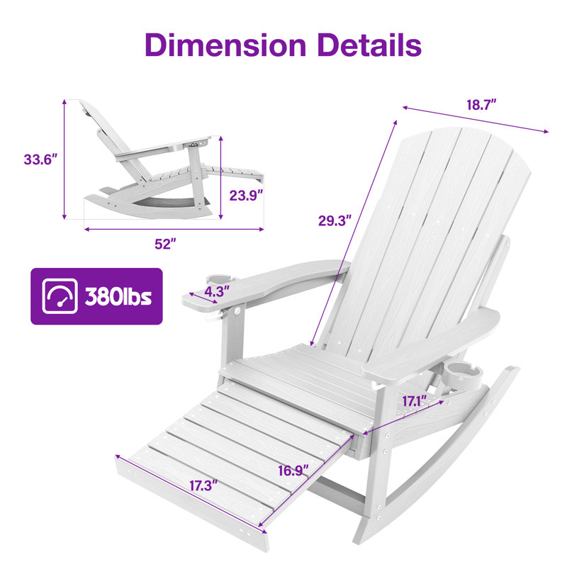 Chaise berçante d'extérieur avec repose-pieds caché Hips, Blanc
