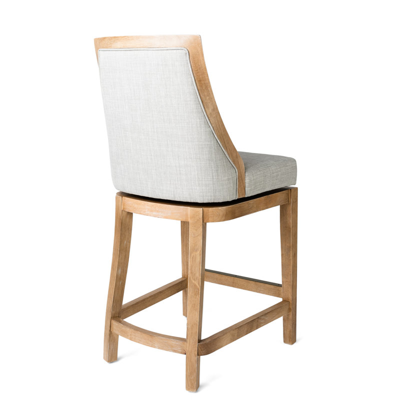 Vienna Weathered Oak Swivel Counter Stool with Sand Upholstery