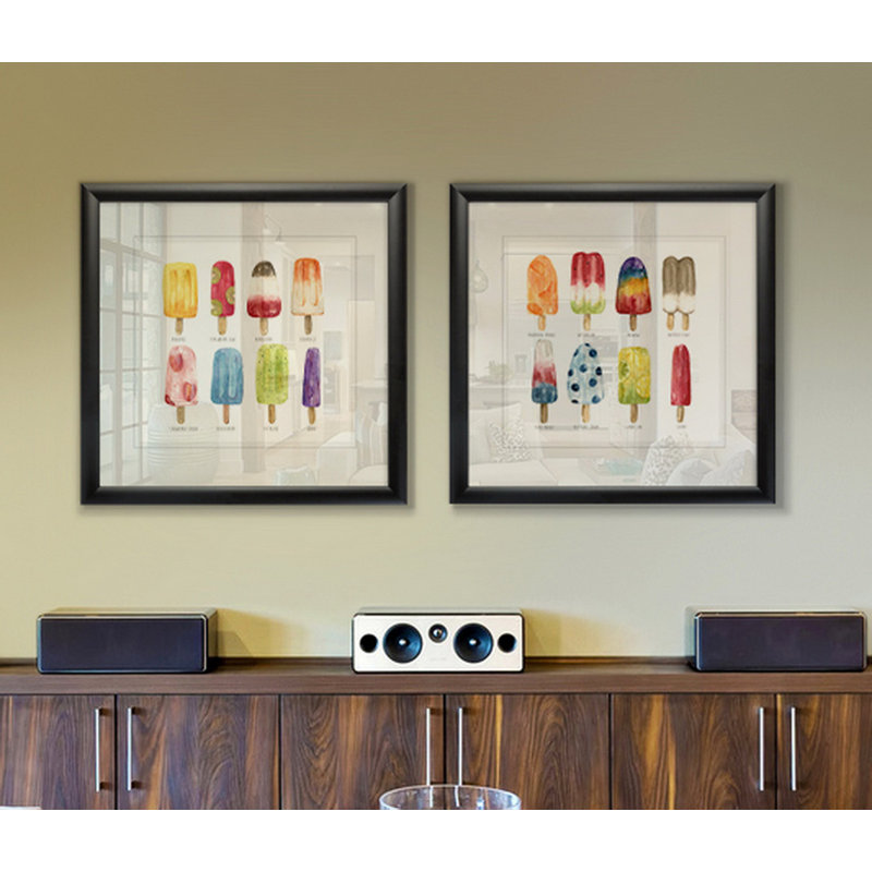'Popsicles Come Chill' 2 Piece Framed Print Set, Black Framed
