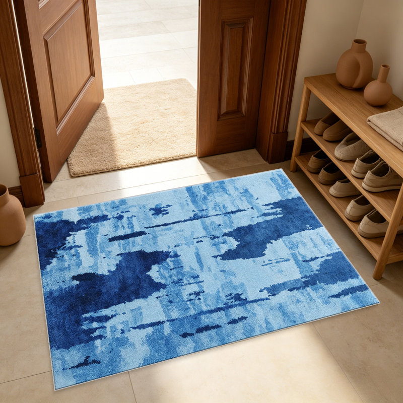 Blue Abstract Watercolor carpet-easy to clean, machine-washable, soft and comfortable; suitable for door mats, kitchens, living rooms, bedrooms, corridors, and laundry areas. Easy to clean, durable carpet for home decoration.
