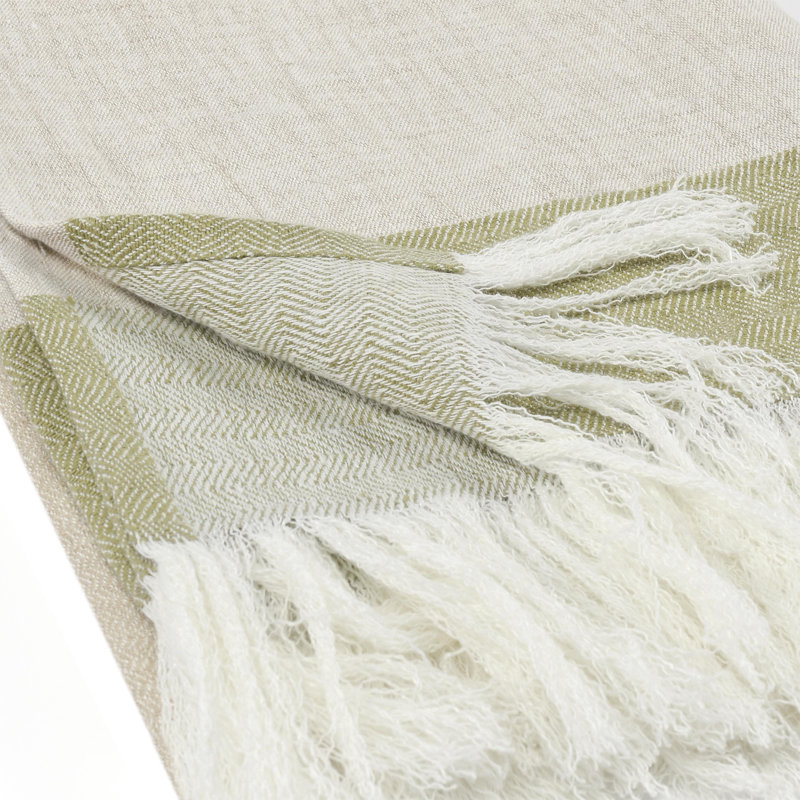 Talara Hand Woven Blanket, Green/Natural