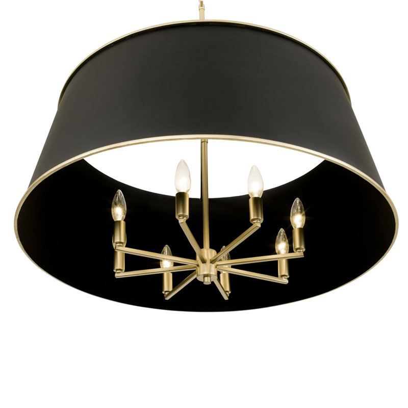 Luminaire suspendu 8 lumières Coco, Noir mat / or français, Noir mat, 8