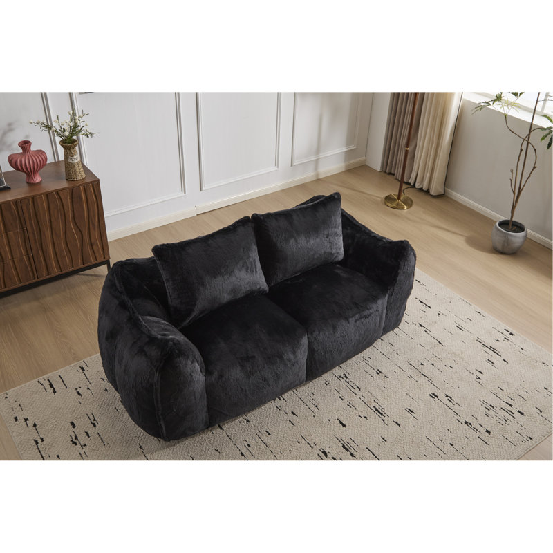 Fauteuil à billes ultra doux et moelleux pour adultes, canapé géant noir, salon et chambre à coucher avec chaise longue Chase d'intérieur, sans assemblage, canapé ergonomique en mousse à mémoire de forme à haute résilience, avec