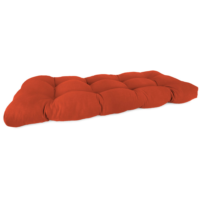 Sunbrella 44" x 18" Contoured Outdoor Wicker Bench Cushion, Canvas Terracotta