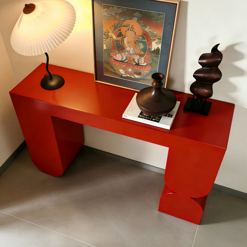 Console de style italien moderne et minimaliste, 33.5" H x 59" W x 15.7" D, Rouge, Red, Red