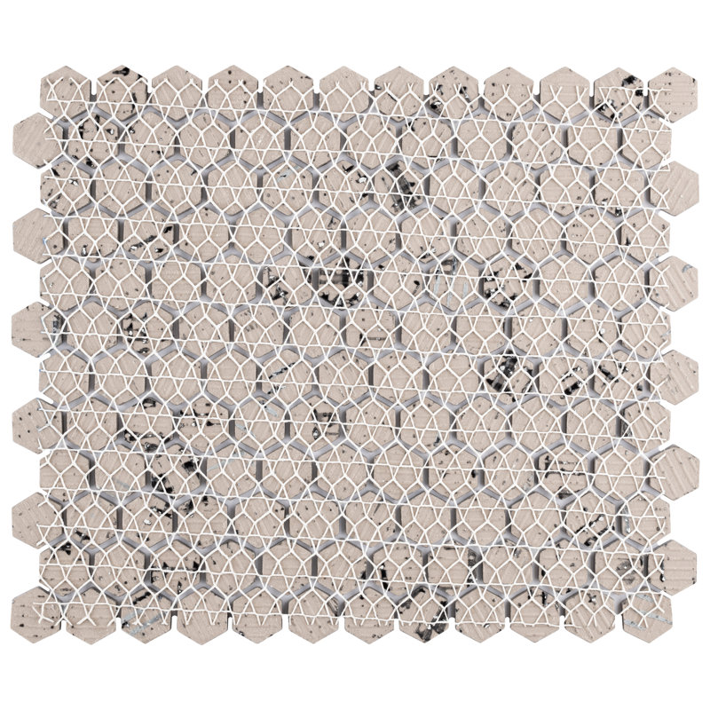 Metro 1" Hex Glossy Black 10-1/4 in. x 11-7/8 in. Porcelain Mosaic Tile