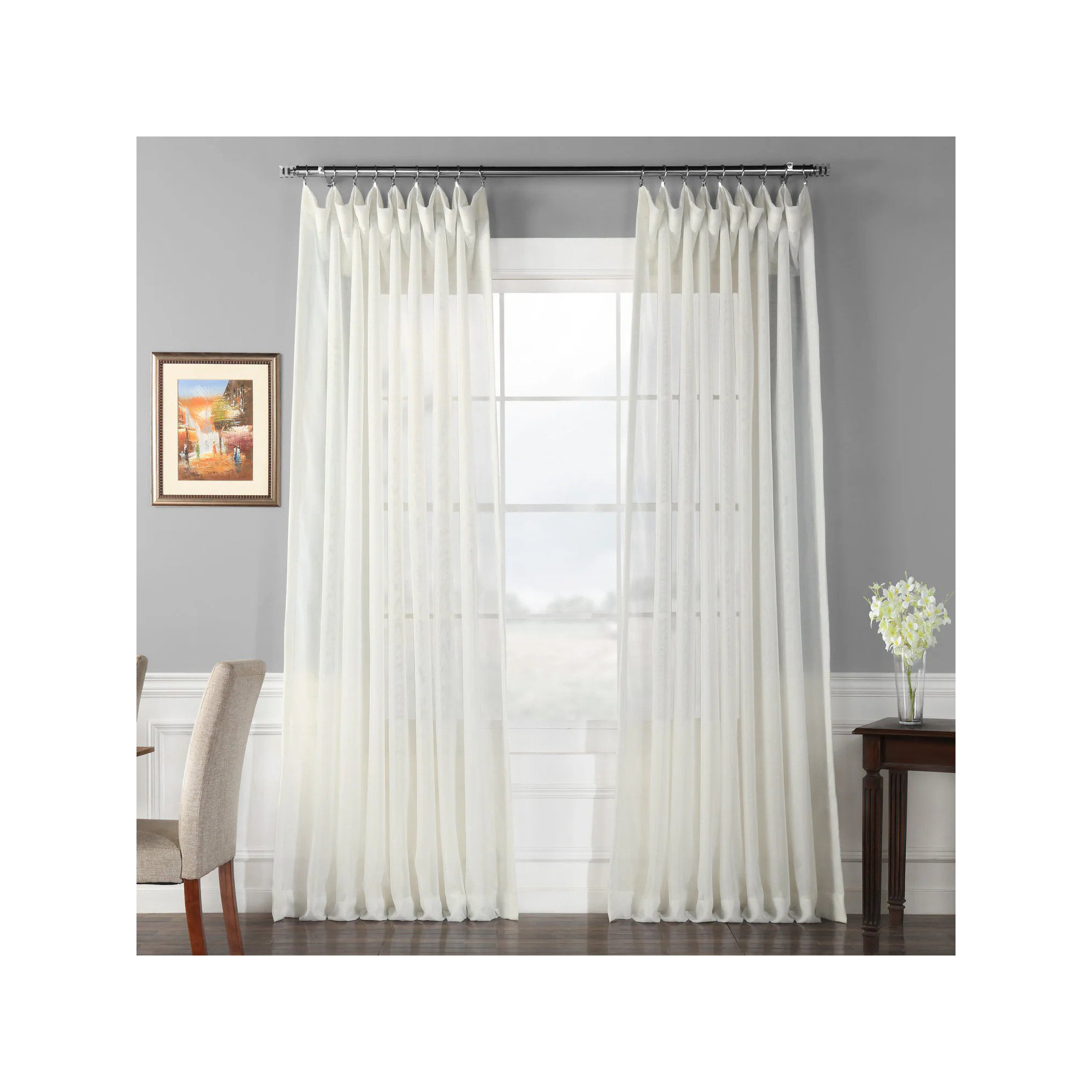 Apollo Extra Wide Voile Sheer Curtains for Bedroom Double Layered Curtains for Large Window Single Panel, 100" W x 84" L