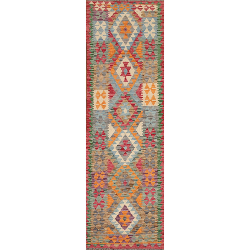 Tapis de couloir oriental coloré Kilim 3 x 10