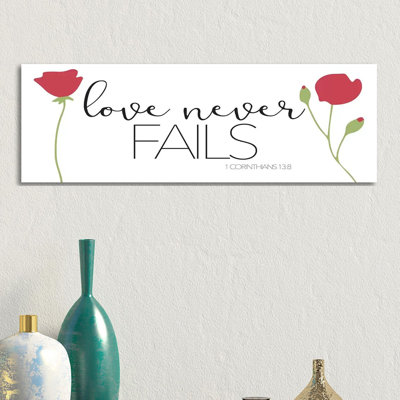 Love Never Fails 1 Piece Panoramic Wall Art on Canvas
