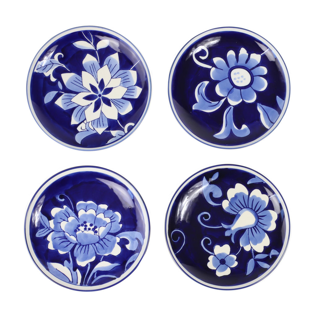 Blue Garden 6" Assorted Appetizer Plate (Set of 4) Euro Ceramica
