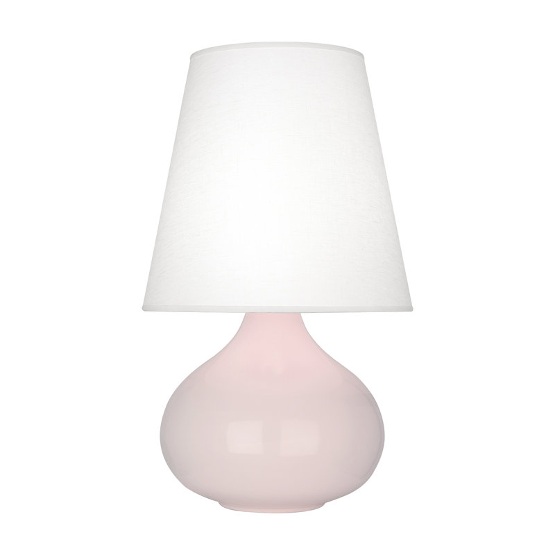 June 24" Table Lamp, Rose Water Glazed, Oyster Linen