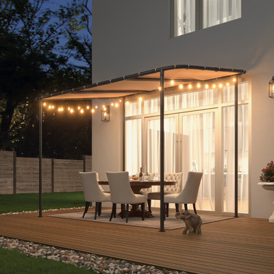 Auvent 10 x 8 Lean-to Gazebo, auvent de pergola incliné pour patio, auvent résistant à l'eau et protégé contre les rayons UV, idéal pour la cour, le patio ou le jardin
