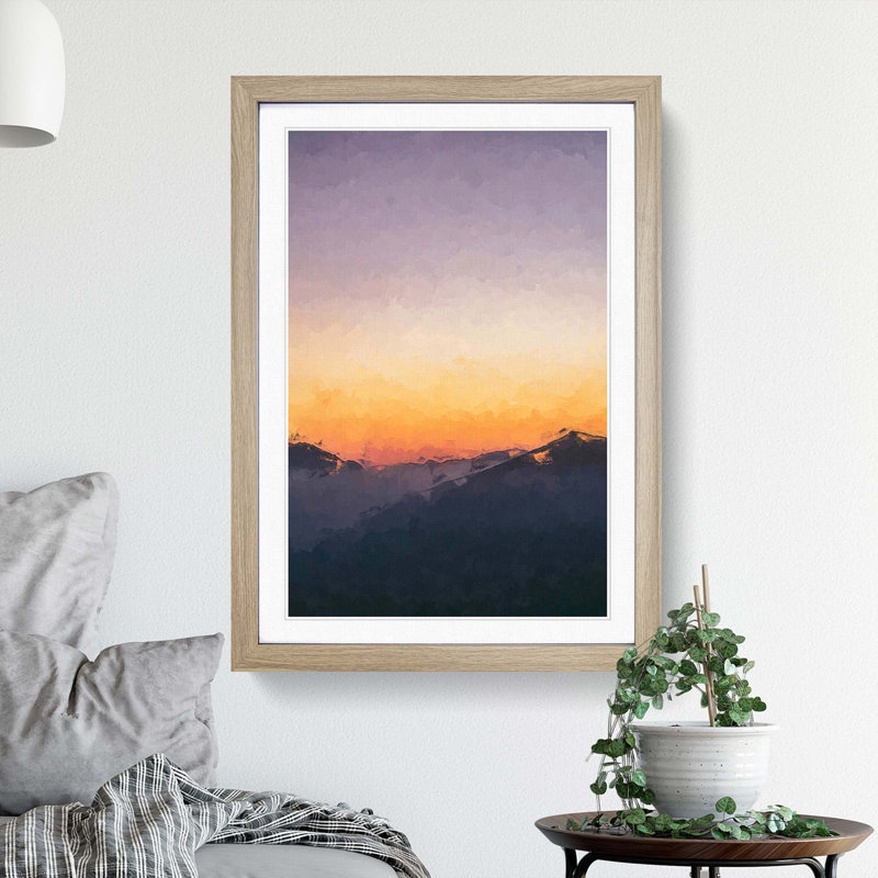 Sunrise in Vigolo Vattaro Italy in Abstract - Picture Frame Graphic Art Print, Oak Framed, 48cm H x 36cm W x 2cm D