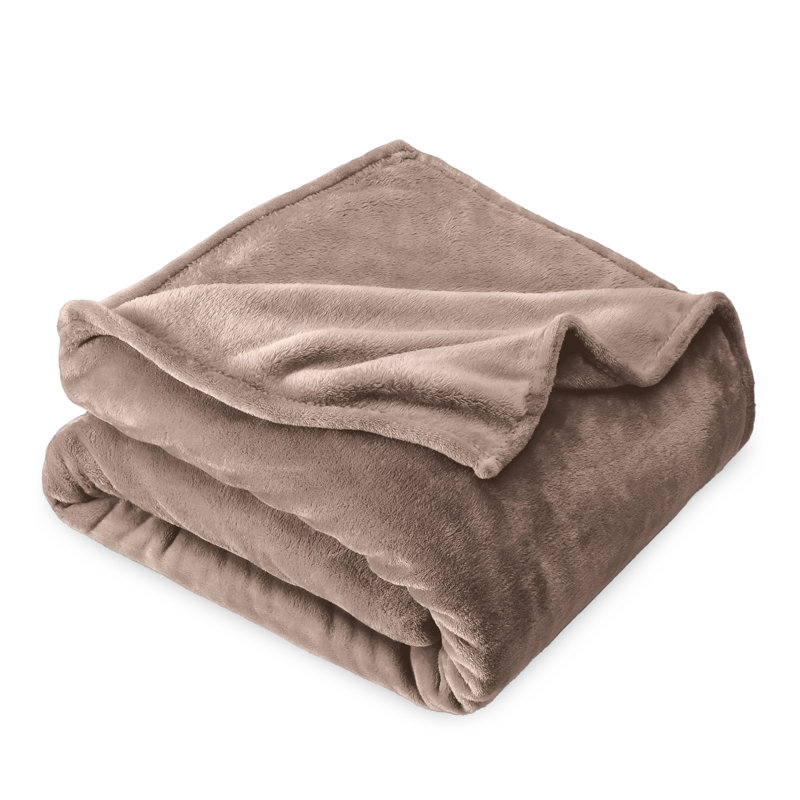 Bare Home Microplush Fleece Blanket - Fuzzy, Warm, Bed/Throw Blanket, Taupe, Full
