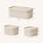 Fluted Cardboard Storage Baskets With Leather-Like Lids, Sturdy Stackable Paper Boxes Decorative Tray,Set Of 3 Ivory