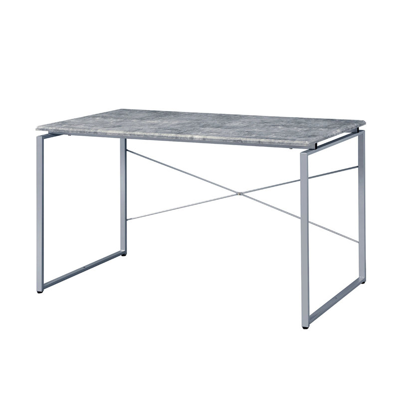 Bureau d'écriture rectangulaire en faux béton, Argent argent