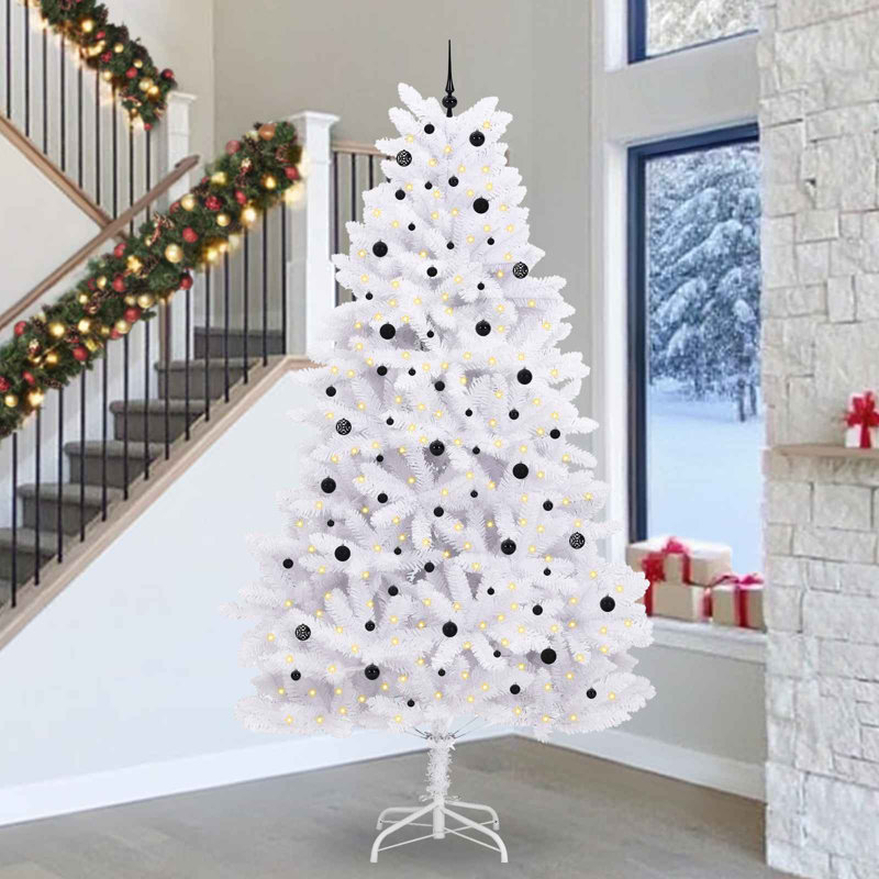 Lighted Artificial Christmas Tree, Black, 300cm H