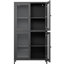 Armoire à 4 portes en verre pour le rangement des chaussures - noir avec portes et tablettes réglables