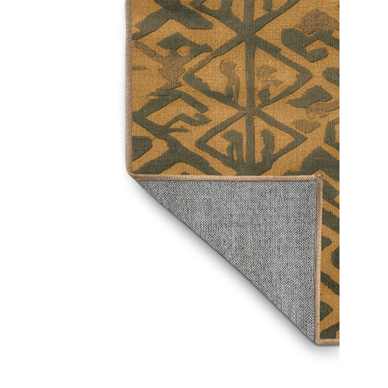 Machine Washable Trellis Brown Area Rug, Square 4'