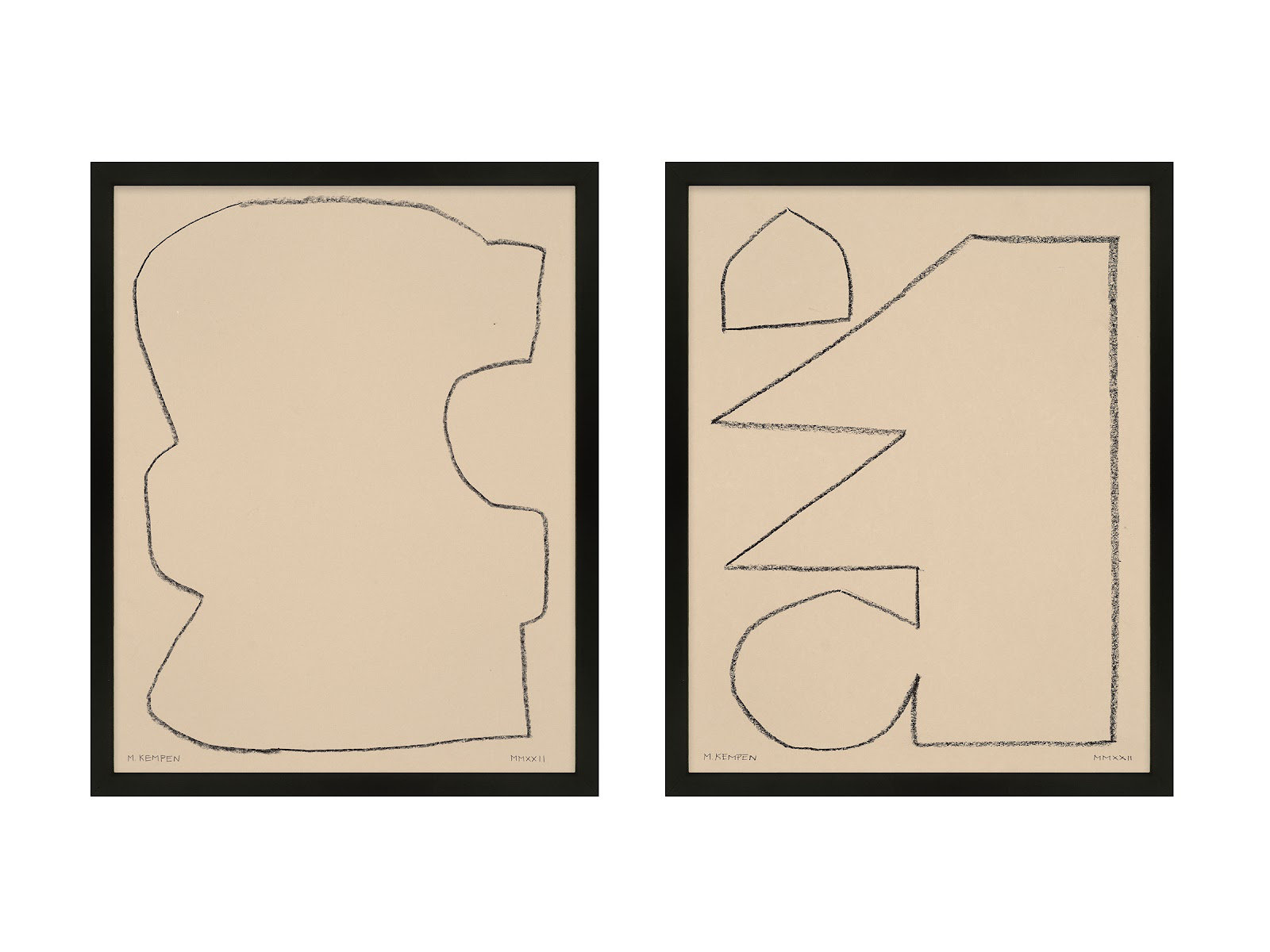 Outlines 9 And 10 by Michael Kempen, Black Framed, 24" W x 30" H