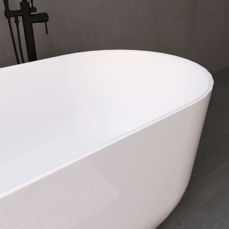 66,9 po X 30,3 po Baignoire de trempage autoportante en acrylique blanc brillant