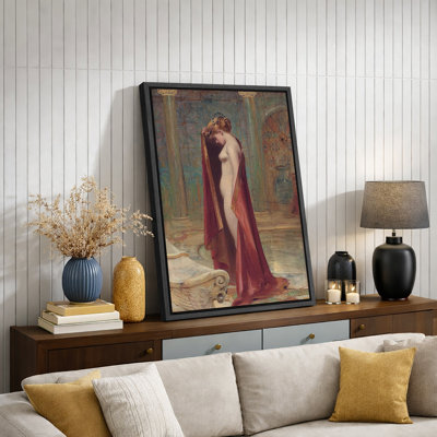 Classical Standing Female Figure Artwork, Vintage European Figure Pictures, Framed Canvas Giclee Print Wall Art