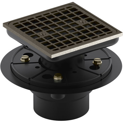 Clearflo Square Design Tile-In Shower Drain with Reversible Collar, 2" and 3" PVC Connection