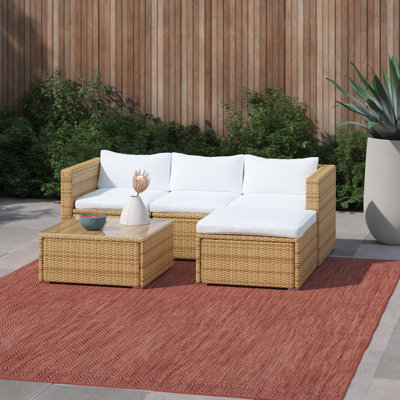 Oxley 3 Piece Rattan Sofa Seating Group with Cushions by Mercury Row