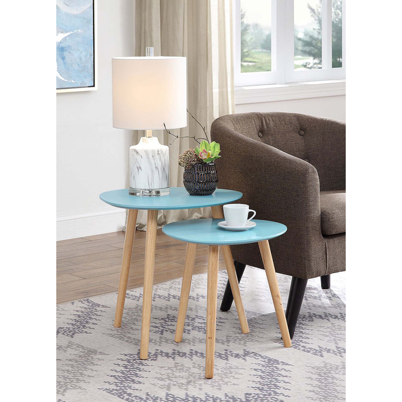 Amethist Nesting End Table, Sea Foam/Light Oak