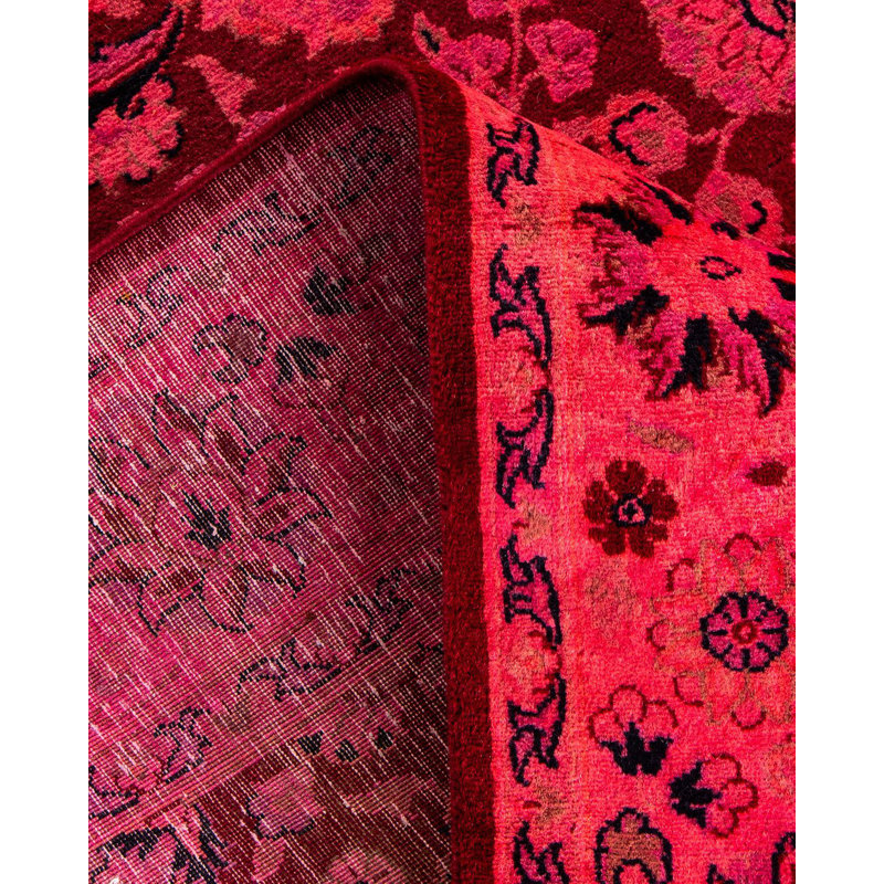 Tapis rose noué à la main de conception unique Holsworth - rose