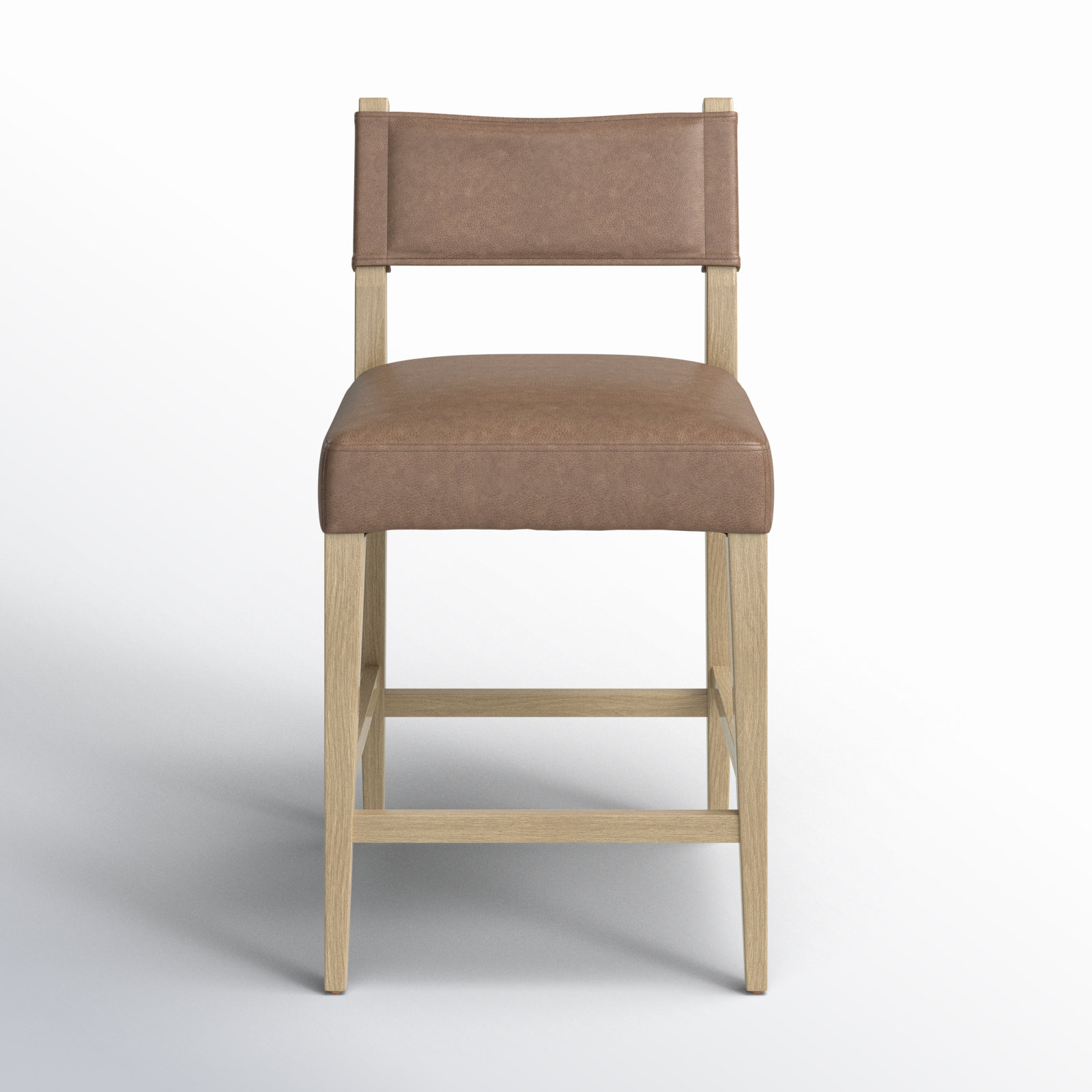 Lorretta Leather Stool, Counter Stool (25.98" Seat Height), Palermo Cigar/Genuine Leather, Light Oak