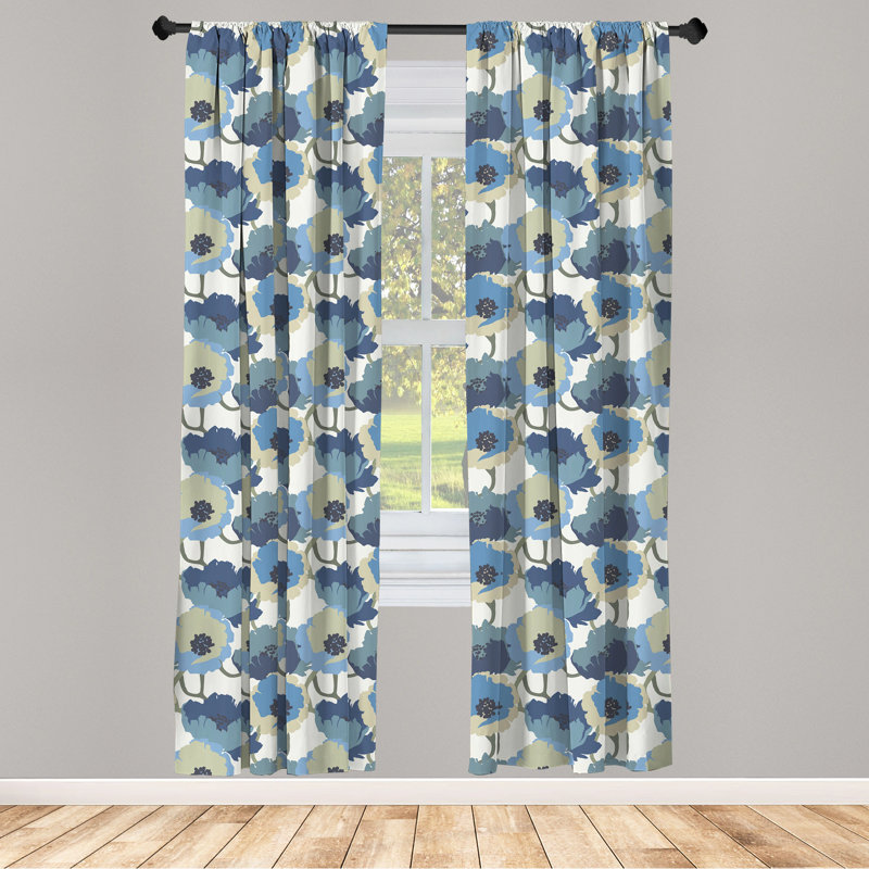 Floral Semi-Sheer Rod Pocket Sliding Panel, 28" x 84"