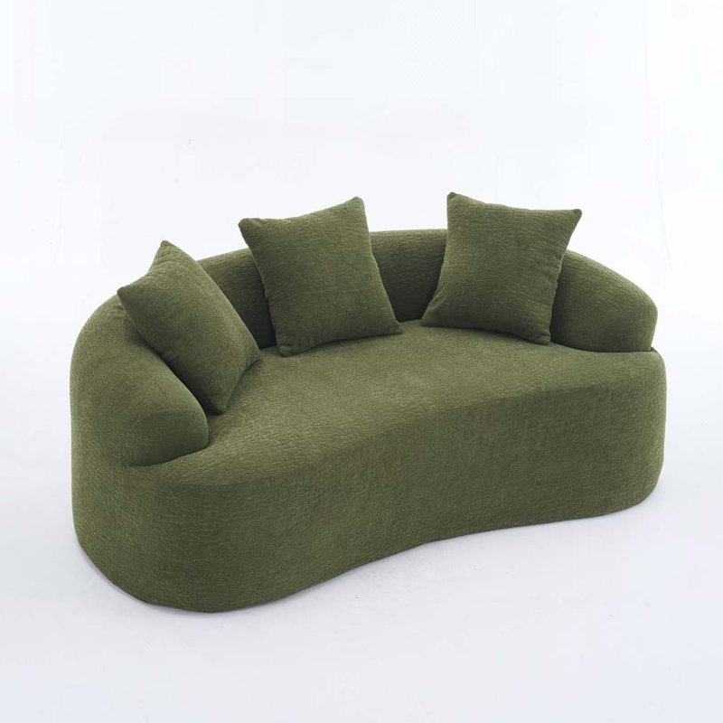 Canapé courbé en chenille, sans assemblage, Vert antique
