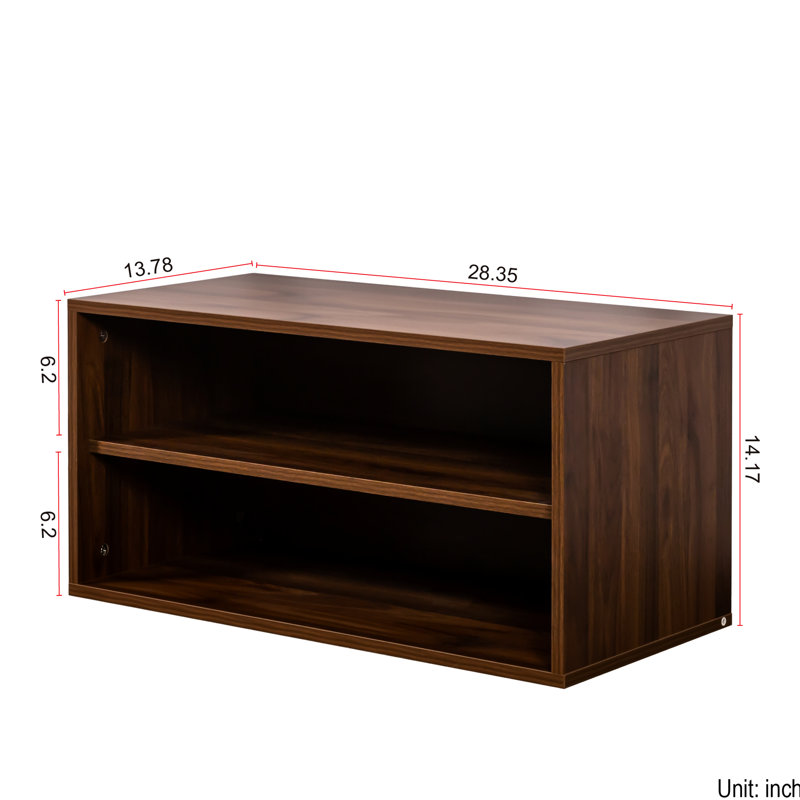 Armoire de rangement montée empilable de 28,21 x 13,49 x 14,29 po, idéale pour organiser la maison, contenir des livres, des vêtements, des cadres, des souvenirs, une teinte noyer, un panneau de particules et une tablette empilable