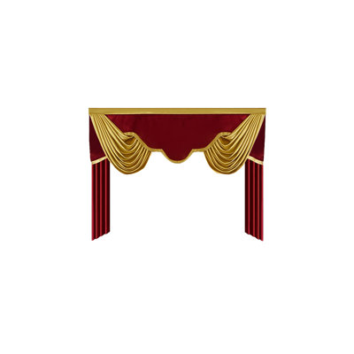 Handmade Velvet Swag Valance, Red Gold Color Block Luxury Curtain Valance, Single Panel Elegant Drape Valance for Living Room Bedroom Window Decor