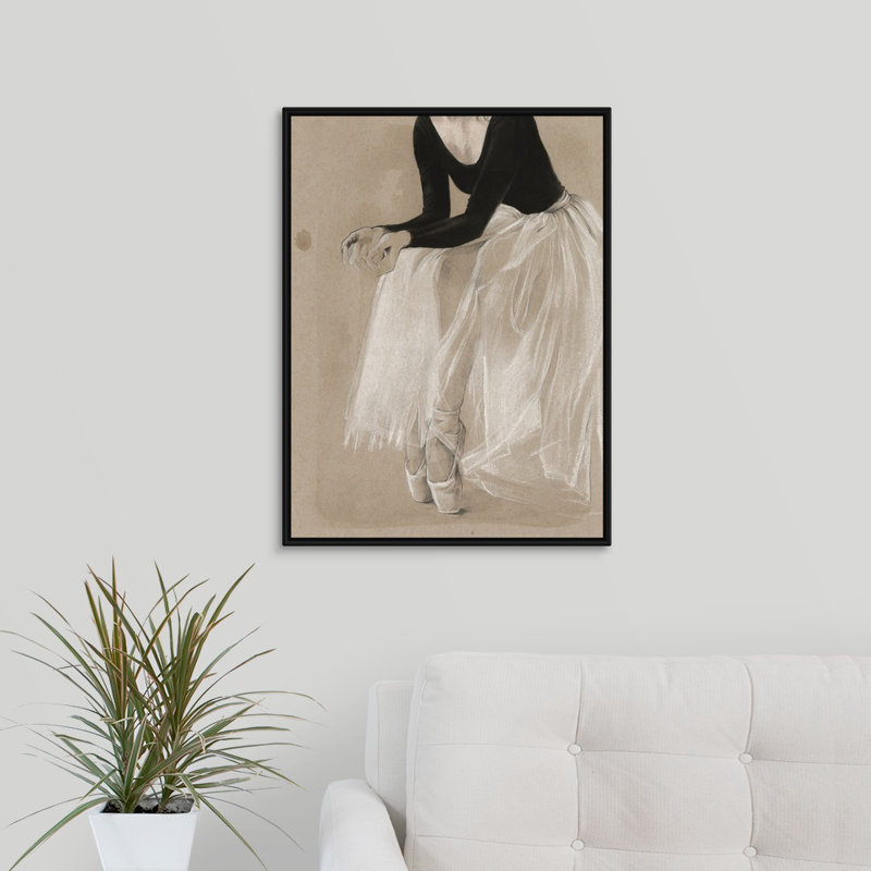 « ballet study i », peinture sur toile, H 41,7 po x l 31,7 po x P 1,75 po, Cadre flottant noir