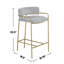 Tabouret en velours à dossier bas, gris et or
