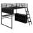 Metal Loft Bed With LED, Desk And Storage Shelves-1159529203