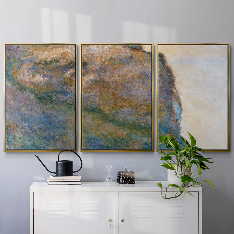«Cliff at Petit Ailly», 1896, reproduction sur toile flottante 3 pièces, H 36 po x l 75 po, Or