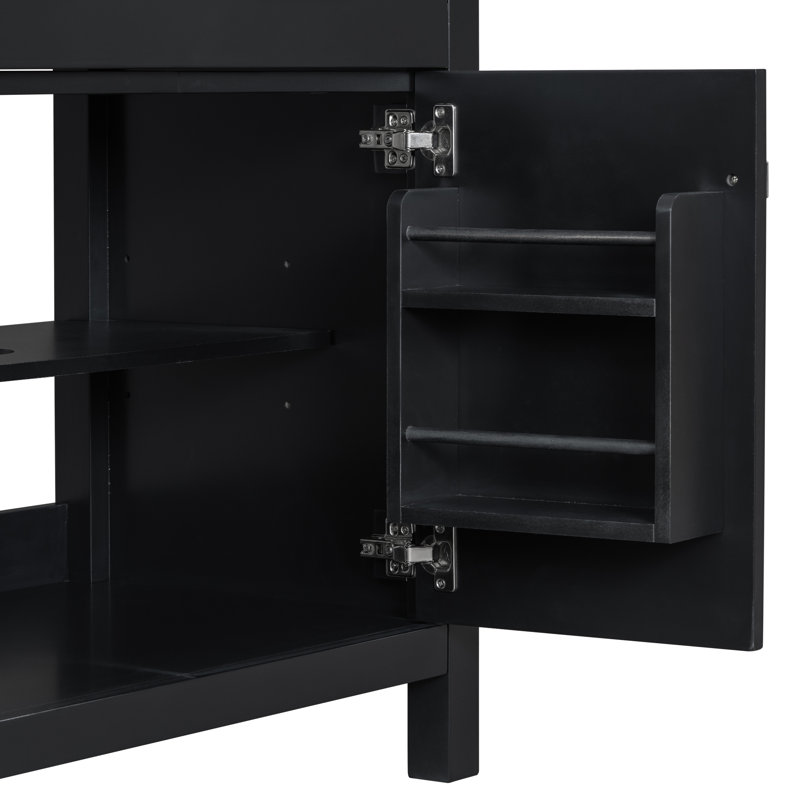 Meuble-lavabo 30 po avec lavabo en céramique, Noir, noir, noir, noir, Argent argent
