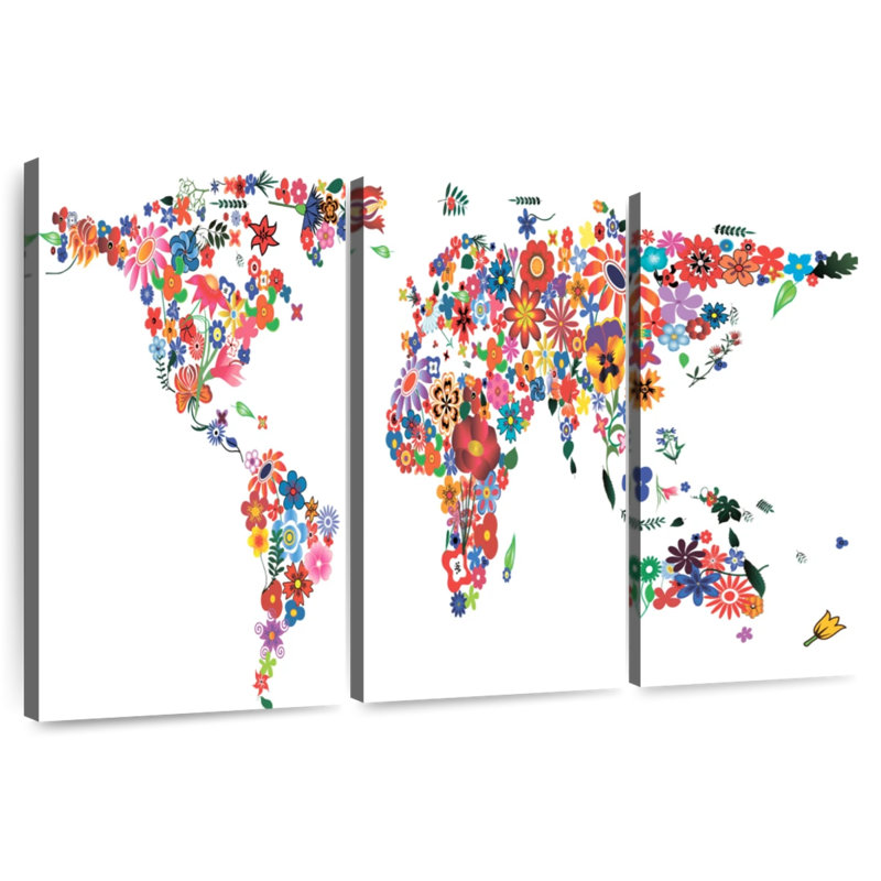 Carte du monde des fleurs Harnek, H 24 po x l 38 po