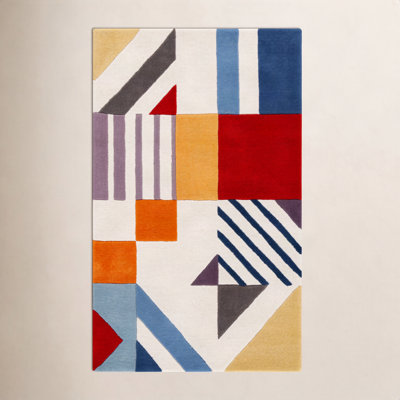 Tripoli Ivory Multi Hand-Tufted Geometric Rug