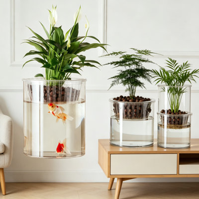Ensemble de 3 vases cylindriques incassables, grands vases en plastique transparent pour plantes hydroponiques, centres de décoration intérieure et présentoirs de fleurs
