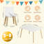 5 Pieces 31.5" Kids Table and Chair Set with 4 Pattern Backrest Chairs, Wooden Activity Table for Reading, Crafts and Playroom