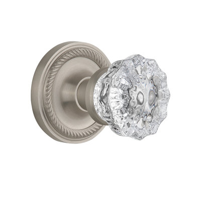 Rosette en corde avec bouton de porte en cristal