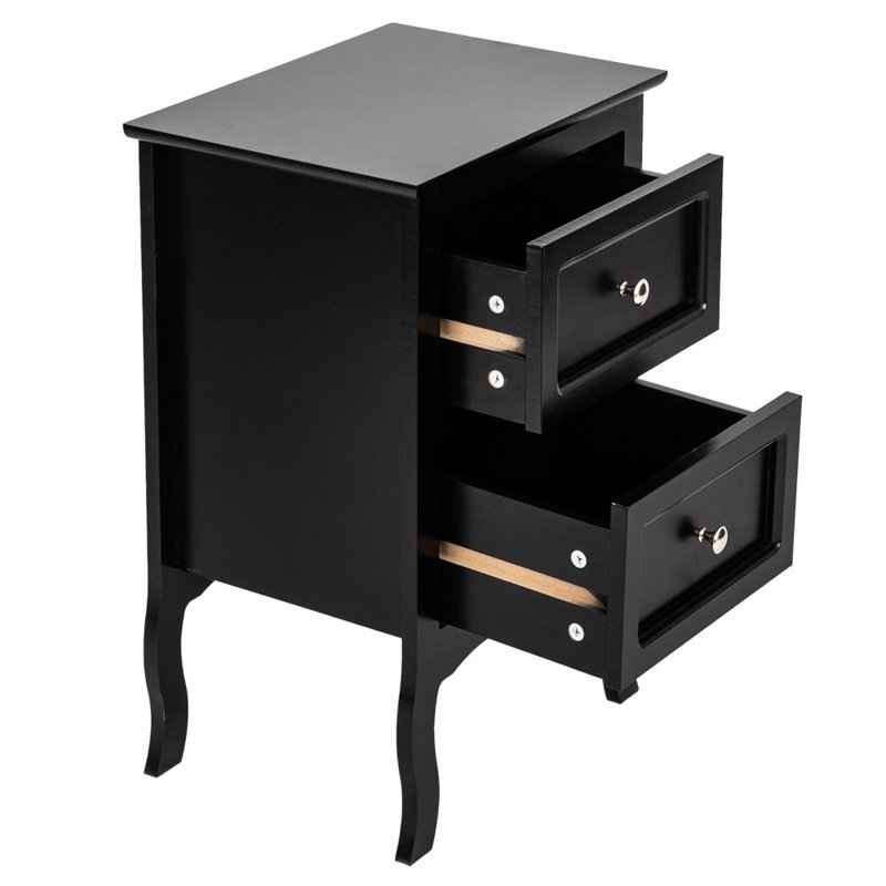 39.9cm W Solid + Manufactured Wood Bedside Table, Black