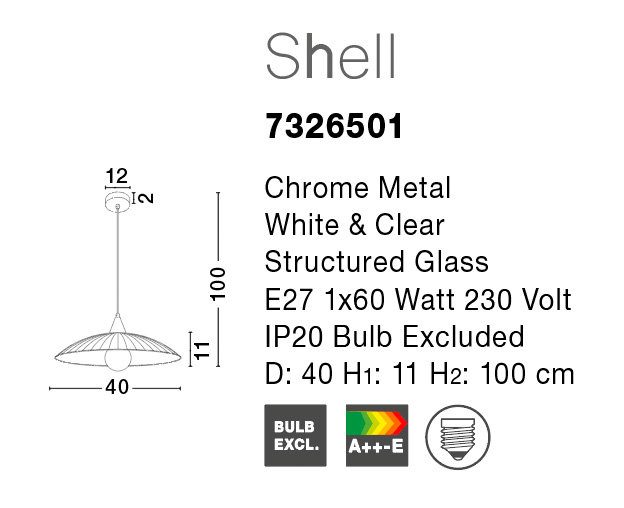 Shell 1 - Light Chrome Dome Pendant