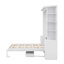 Grand lit escamotable avec bureau, tablettes ouvertes et armoire, poste de travail rabattable et tiroirs-481229290